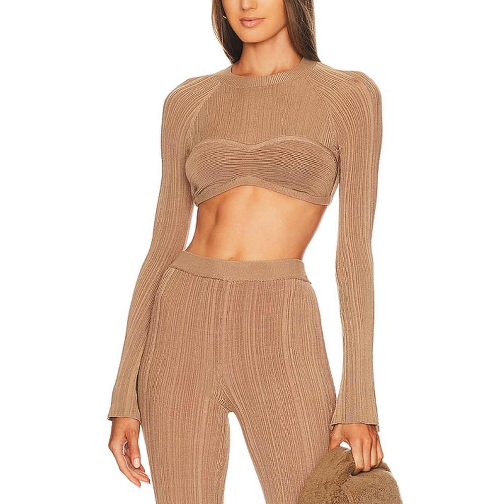 Michael Costello Ribbed Tan Kadri Sweater Size S